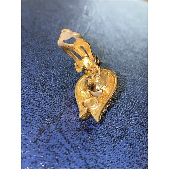 VTG Gold Pearl Nested CZ Diamond Clip Earrings - Picture 4 of 5